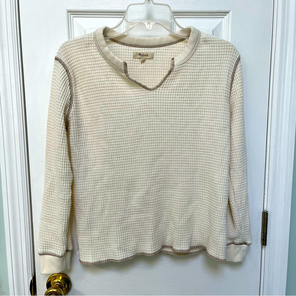 Madewell Split Neck Waffle Shirt XS